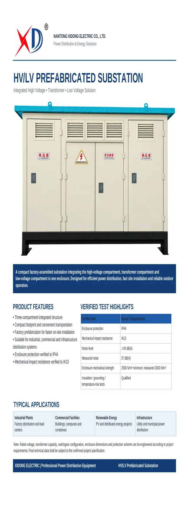 HV/LV Prefabricated Substation — Product Flyer cover