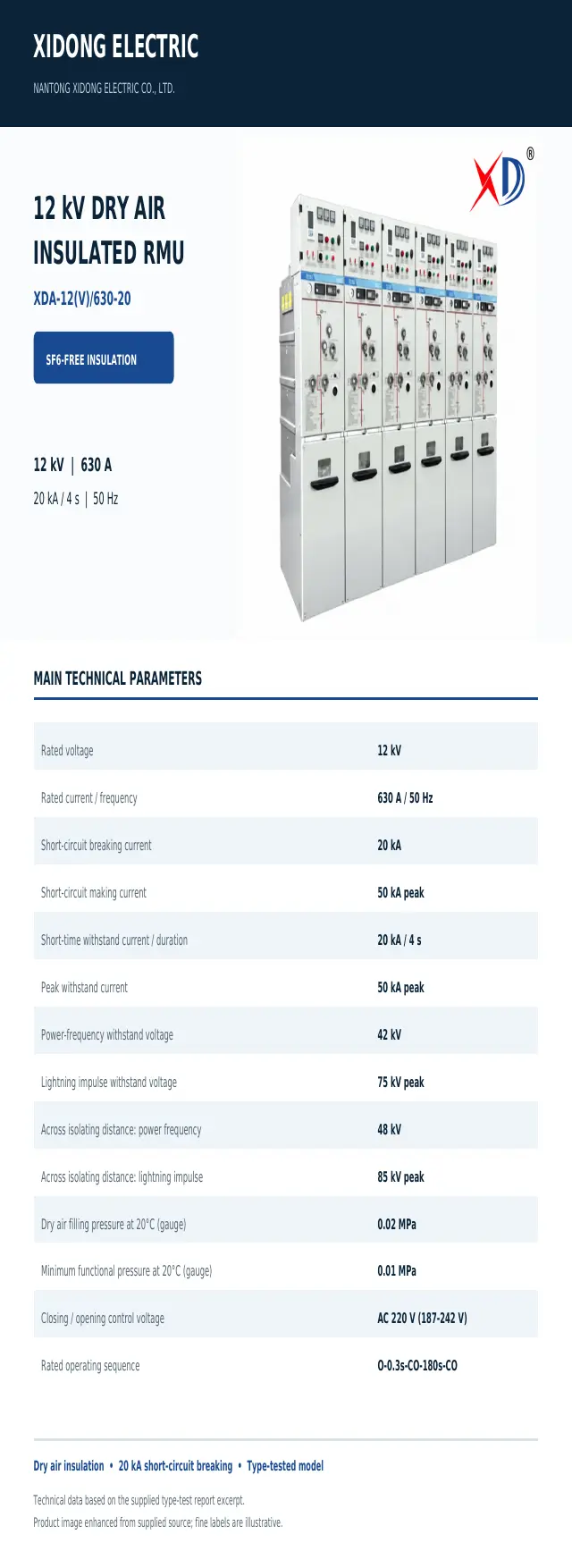 XDA-12(V)/630-20 Ring Main Unit — Product Sheet cover